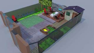 Desing tuinontwerp in Dongen achter de hoge ham. strakke waterbak met schellevistegels 200x100