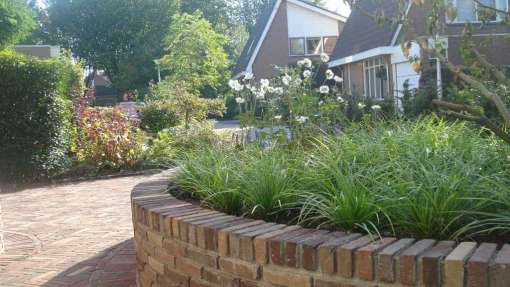 gebakken waalformaat 20*5*10 met liriope als onderbeplanting hovenierUdenhout Tilburg Breda en Vught